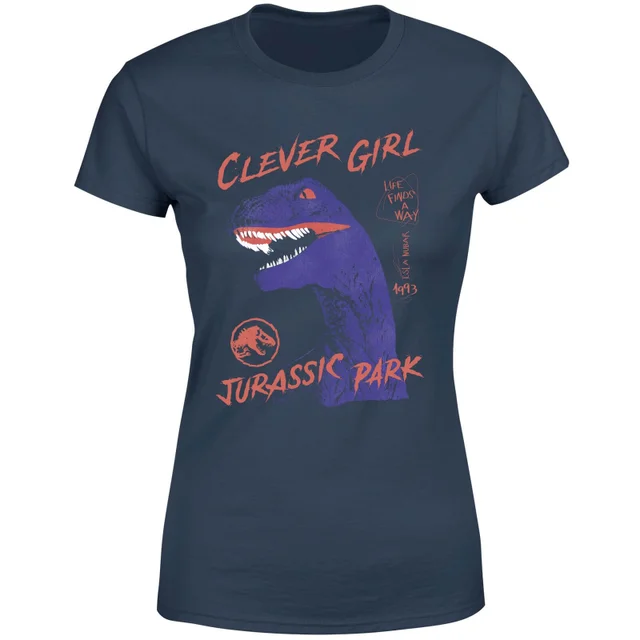 T-shirt Jurassic Park Life Finds A Way Raptor - Bleu Marine - Femme