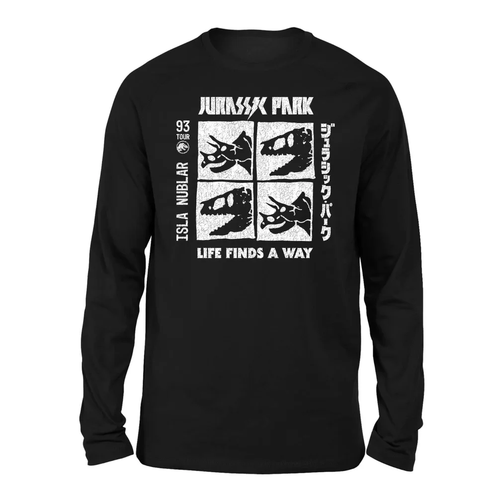T-shirt Jurassic Park The Faces Long Sleeved - Noir - Unisexe - S Image 1