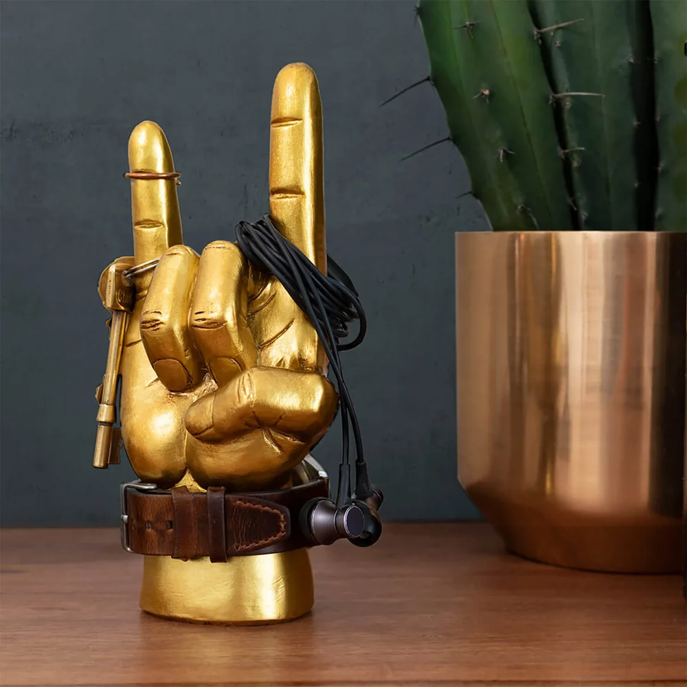 GOLD MINI ROCK ON HEADPHONE STAND Image 1