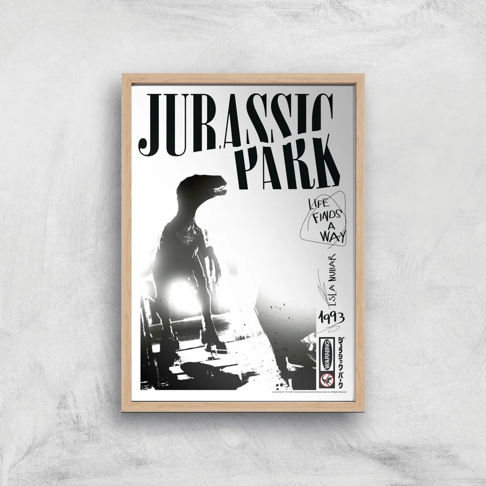 Poster Fine Art Jurassic Park Life Finds A Way - A4 - Wooden Frame Image 1
