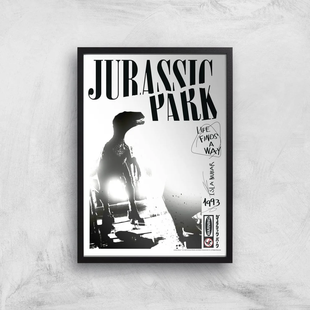 Poster Fine Art Jurassic Park Life Finds A Way - A3 - Black Frame Image 1