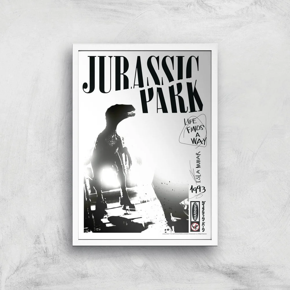 Poster Fine Art Jurassic Park Life Finds A Way - A2 - White Frame Image 1