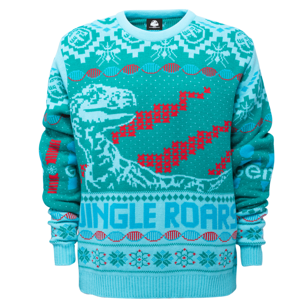 Jurassic Park Roars Knitted Jumper - Green - XS Image 1