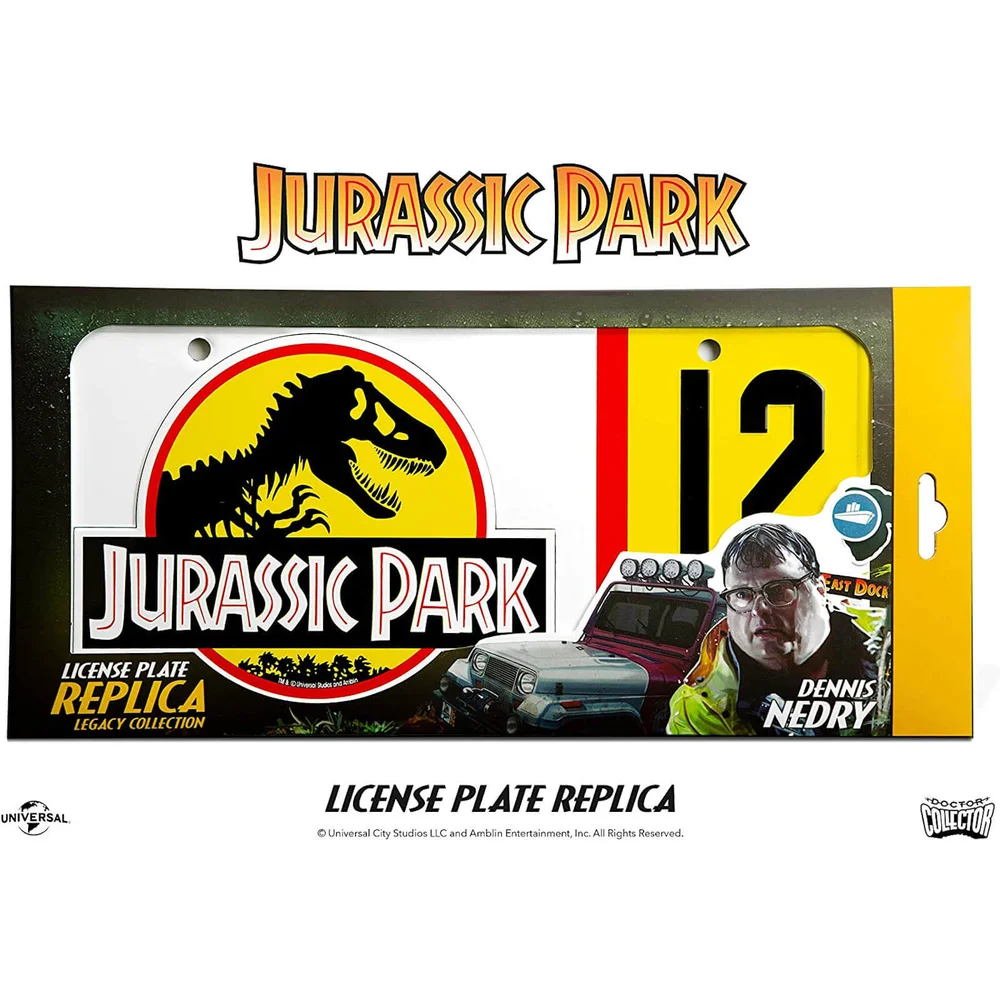 Doctor Collector Jurassic Park Dennis Nedry Réplique de plaque d'immatriculation Image 1