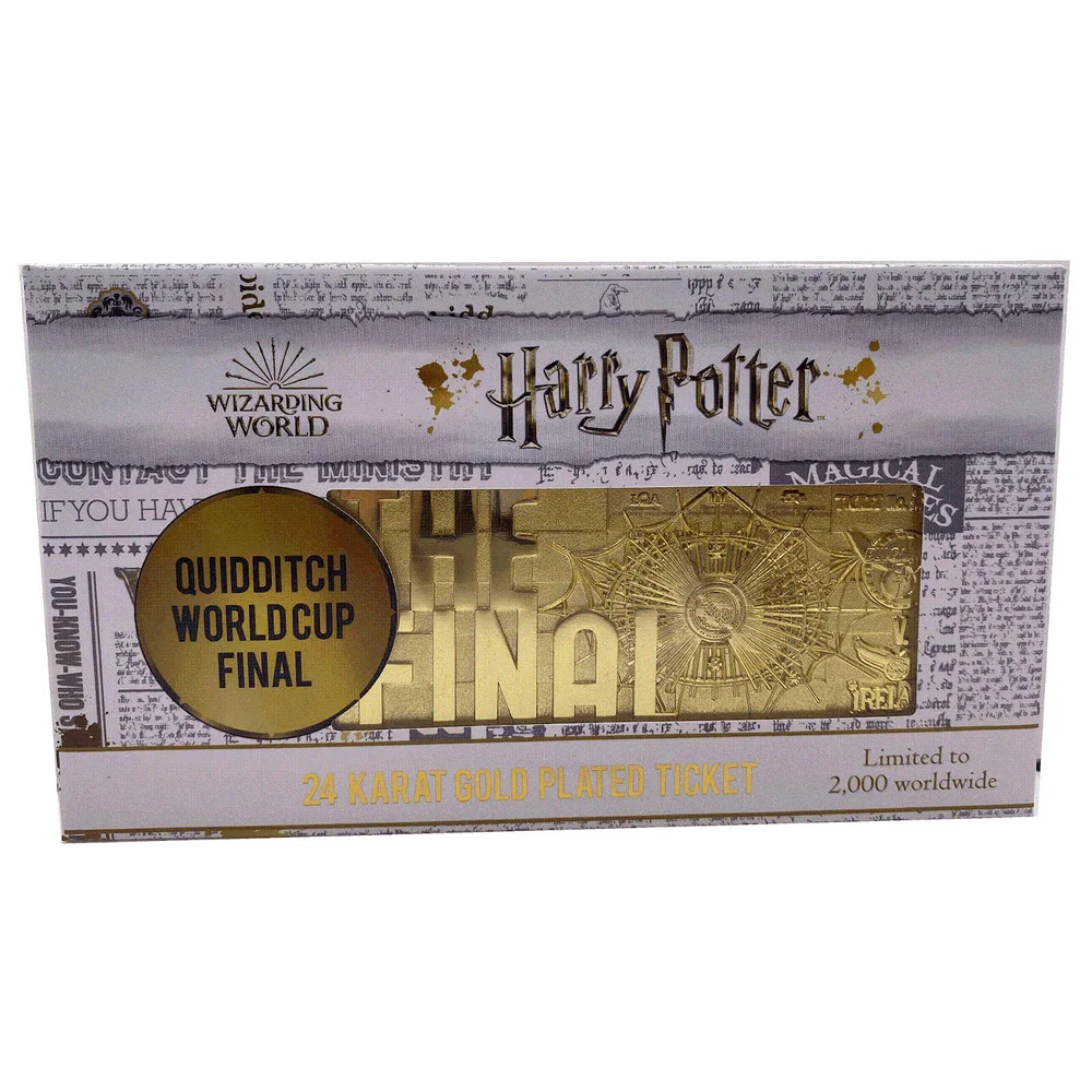 Réplique du billet de la Coupe du monde de Quidditch en plaqué or 24 carats de Harry Potter édition limitée - Exclusivité Zavvi Image 1