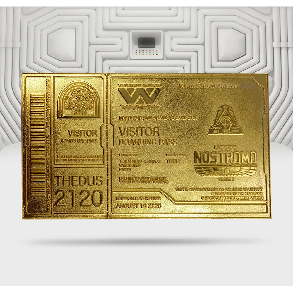 Réplique du billet d'embarquement plaqué or 24 carats Alien Édition Limitée, Exclusivité Zavvi Image 1