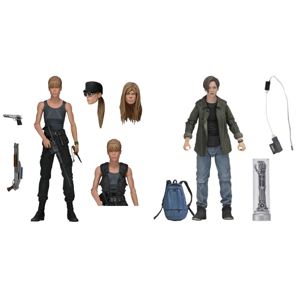 NECA Terminator 2 Sarah Connor et John Connor, figurines arituclées pack de 2 à l'échelle 18 cm Image 1
