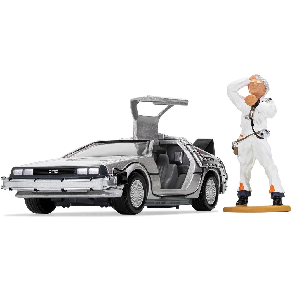 Retour vers le futur Ensemble de modèle de Figurines DeLorean et Doc Brown, échelle 1/36 Image 1