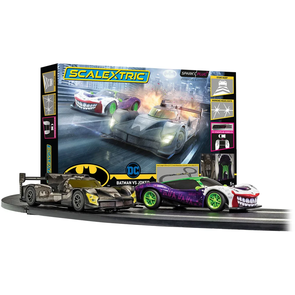 Ensemble de course Bougie d'allumage Batman contre Joker Race Scalextric Image 1