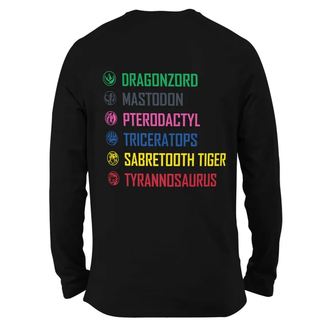 T-shirt Power Rangers Zords List - Noir - Unisexe