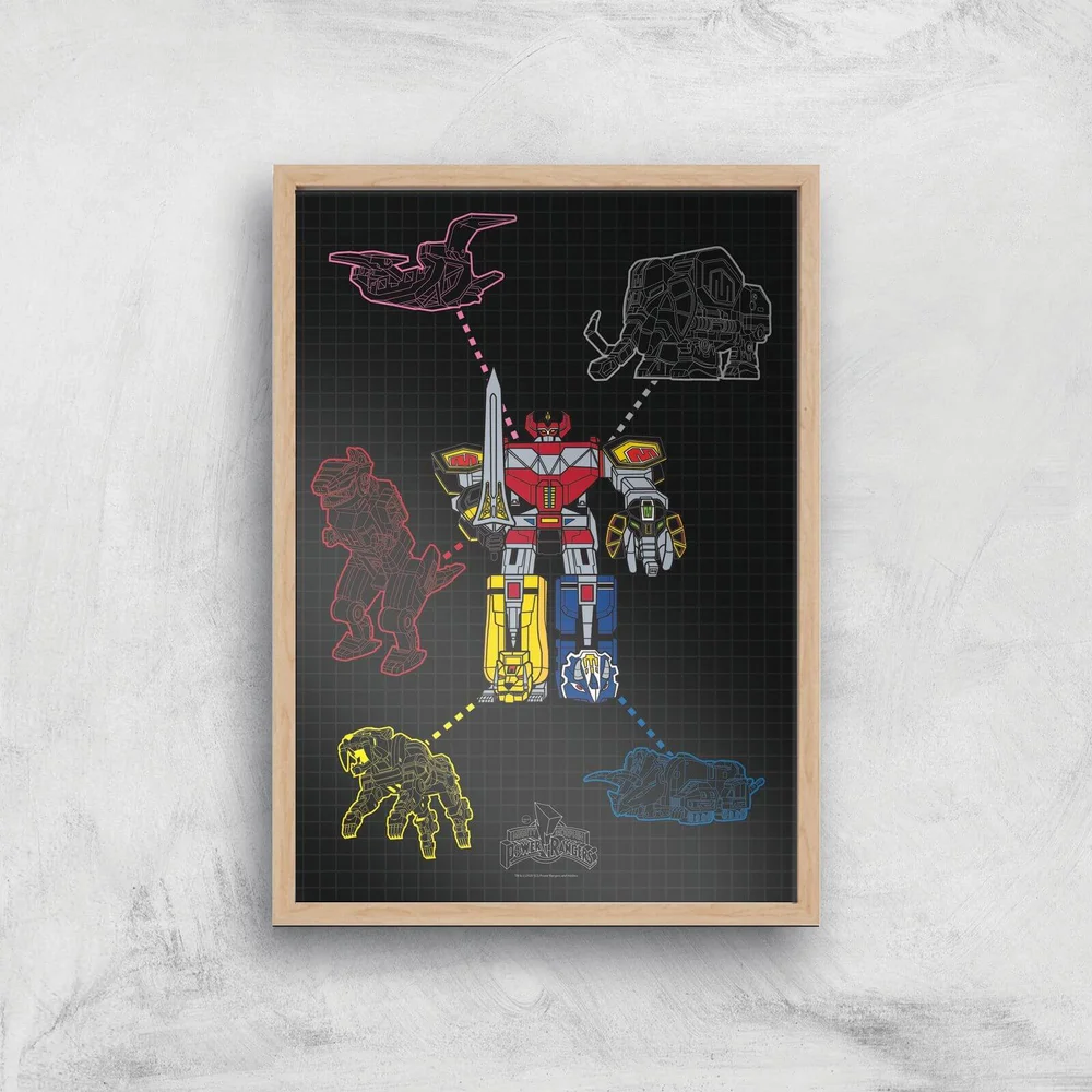 Poster Fine Art Power Rangers Megazord - A4 - Wooden Frame Image 1