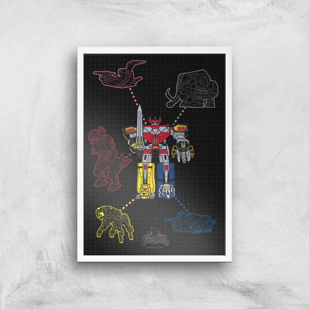 Poster Fine Art Power Rangers Megazord - A3 - White Frame Image 1