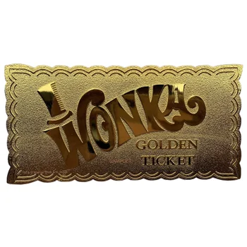 Réplique Billet Gagnant Willy Wonka Plaqué Or 24k (50e Anniversaire) - Edition Limitée en Exclusivité Zavvi