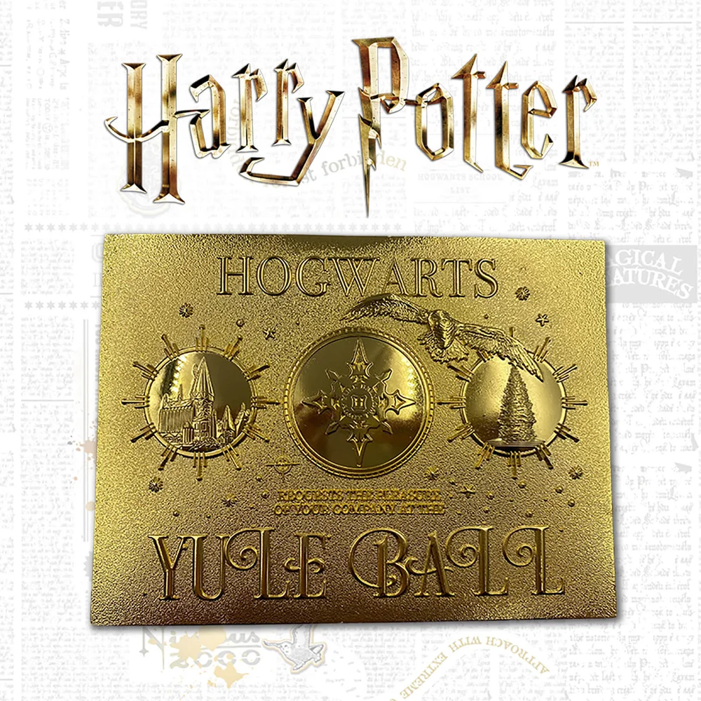 Ticket d'Invitation Harry Potter Bal de Noël Plaqué Or 24K Édition Limitée Zavvi Exclusif Image 1