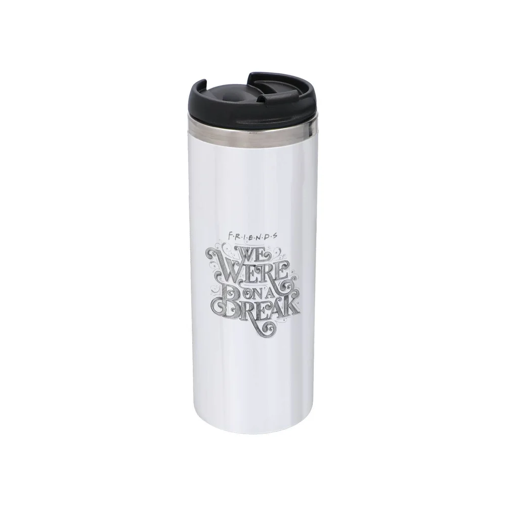 Friends We Were On A Break Sketch Stainless Steel Thermo Travel Mug - Metallic Finish Image 1
