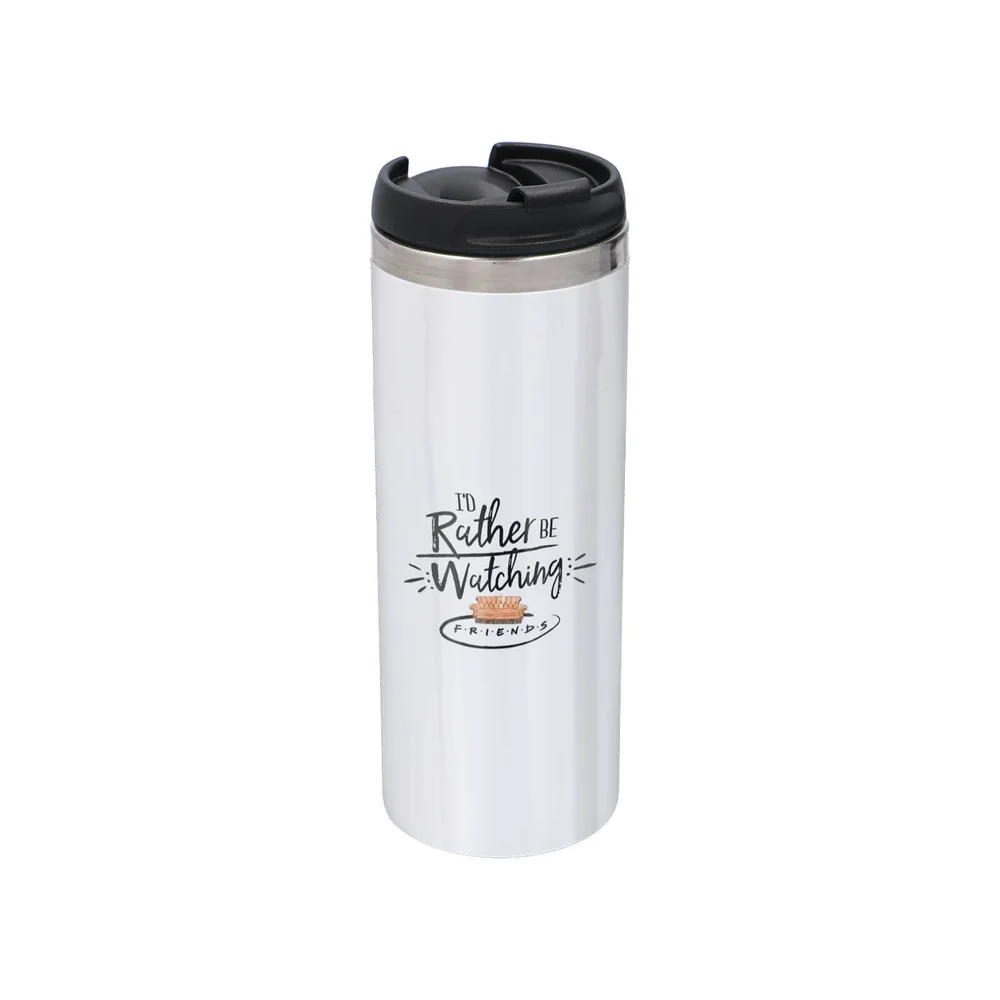 Friends I'd Rather Be Watching Stainless Steel Thermo Travel Mug - Metallic Finish Image 1