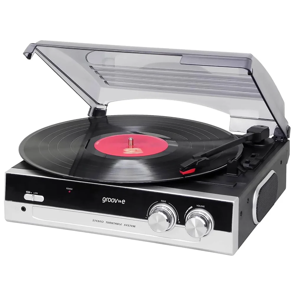 Groov-e GVTT01BK Vintage Vinyl Tourne Disque Record Player Avec Haut Parleur - Noir Image 1