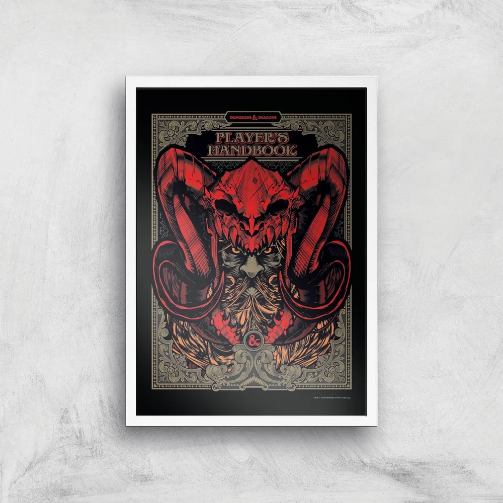 Donjons & Dragons Players Handbook Giclee Art Print - A4 - White Frame Image 1