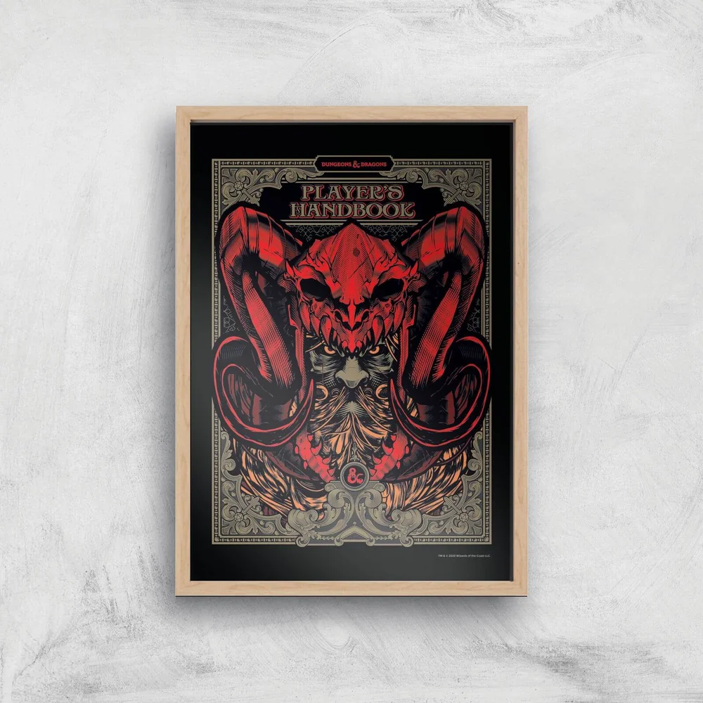 Donjons & Dragons Players Handbook Giclee Art Print - A3 - Wooden Frame Image 1