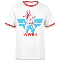Wonder Woman Barbara Unisexe Ringer T-shirt - Blanc / Red