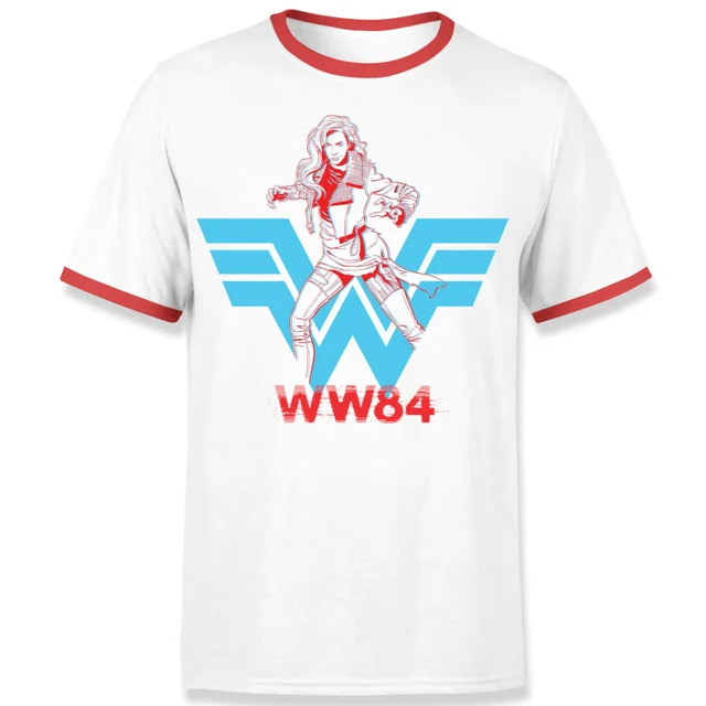 Wonder Woman Barbara Unisexe Ringer T-shirt - Blanc / Red