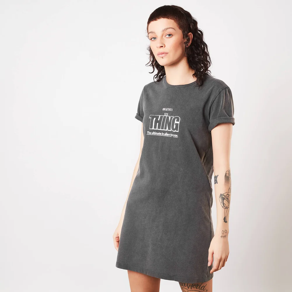 The Thing Nobody Trusts Anybody Femme T-Shirt Dress - Noir Délavé - M Image 1