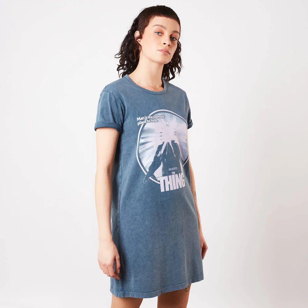 The Thing Man Is The Warmest Place To Hide Femme T-Shirt Dress - Navy Délavé - XXL Image 1