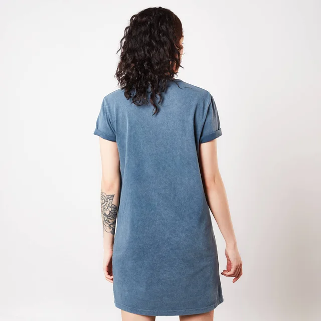 The Thing Man Is The Warmest Place To Hide Femme T-Shirt Dress - Navy Délavé