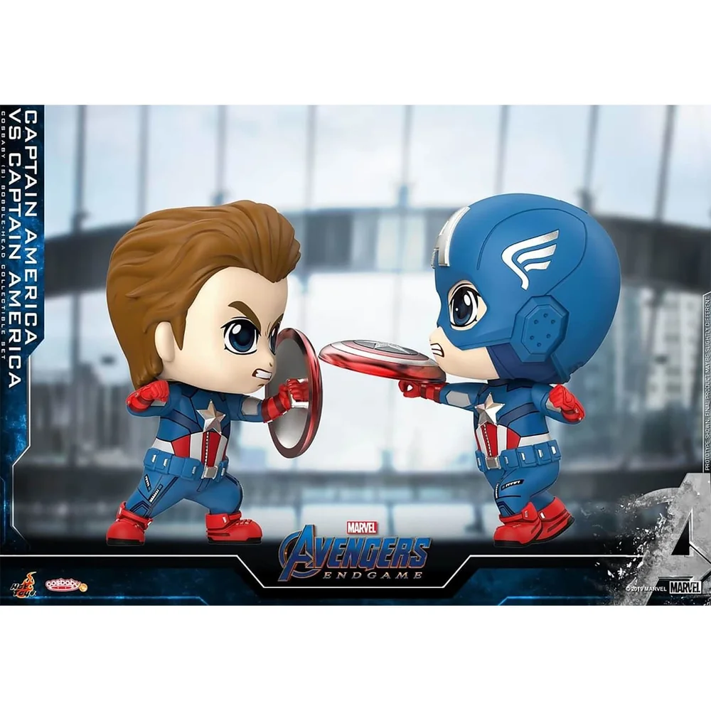 Hot Toys Cosbaby Marvel Avengers : Endgame - Figurine Captain America VS Captain America (Pack de 2) Image 1