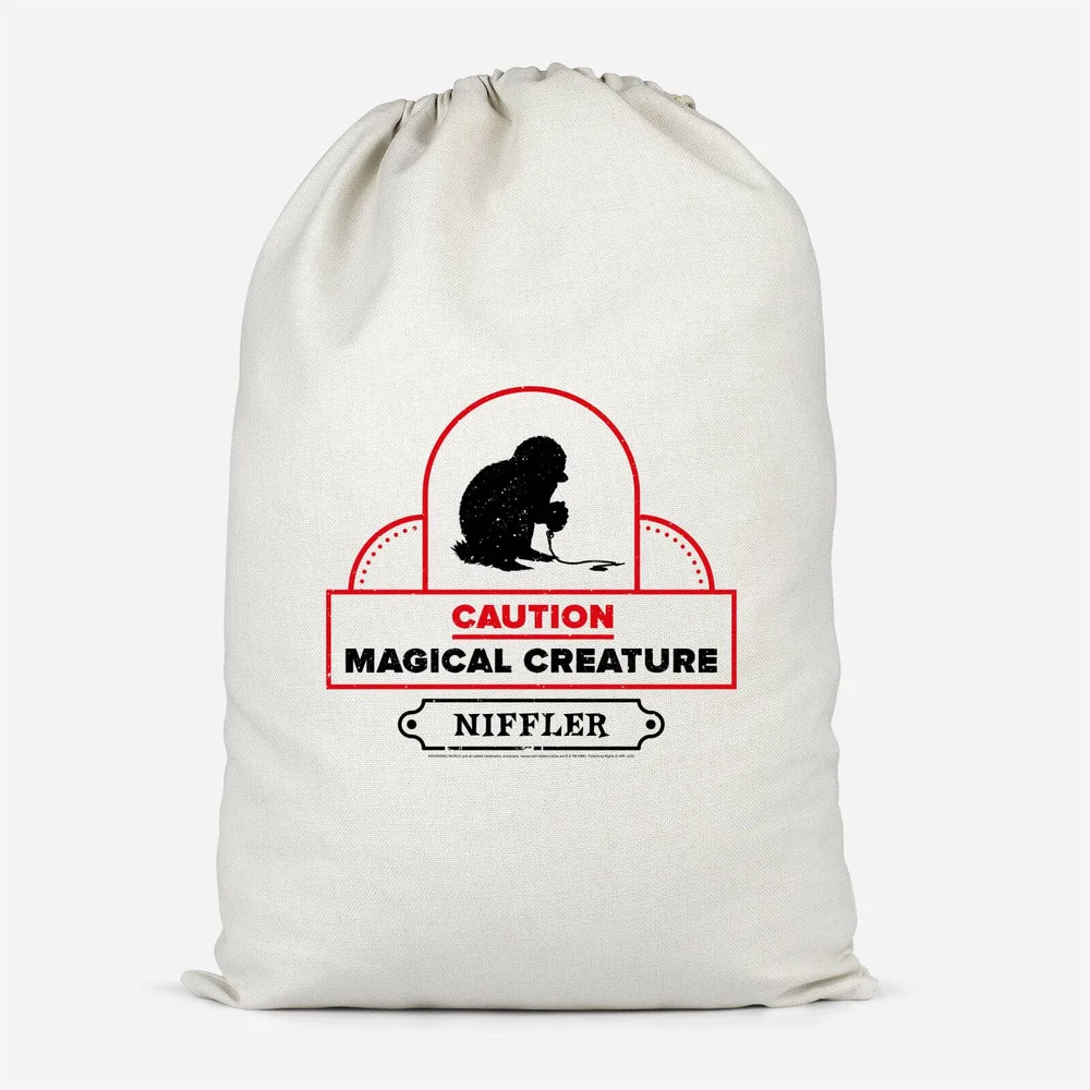 Caution Magical Creature Cotton Storage Bag - Petit Image 1