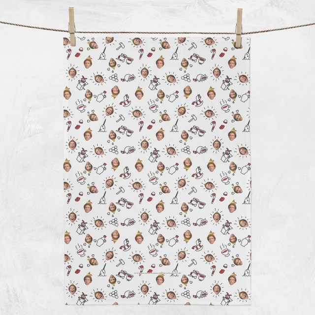 Elf Buddy Faces Tea Towel