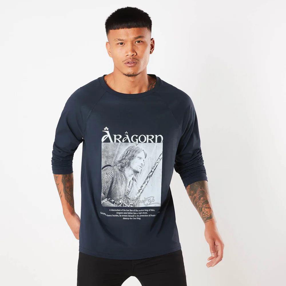 Le Seigneur des Anneaux, Aragorn, Fils d'Arathorn - T-Shirt Manches Longues - Marine - S Image 1