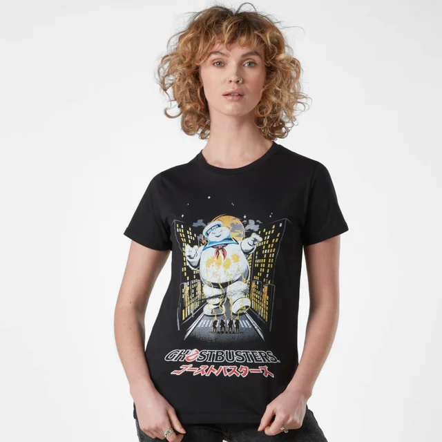 Ghostbusters Stay Puft Kanji Attack Femme T-Shirt - Noir