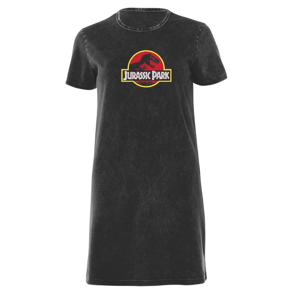 Jurassic Park Classic Women's T-Shirt Dress - Black Acid Wash - M Image 1