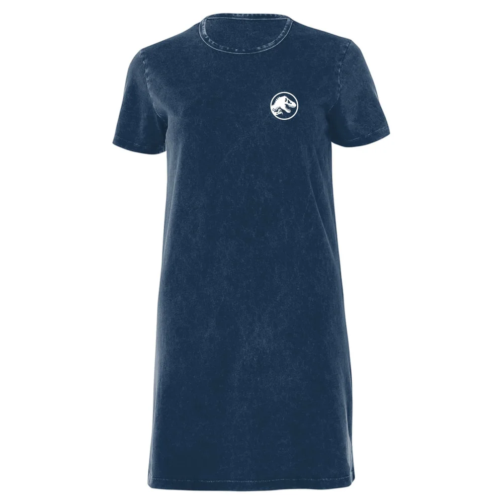 Jurassic Park White Women's T-Shirt Dress - Navy Acid Wash - XXL - Navy Acid Wash Image 1