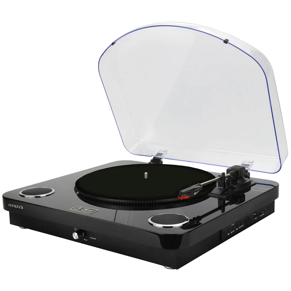 AIWA GBTUR-120BK Music Centre/Record Player with Built in Speakers, FM and Wireless - Black Image 1
