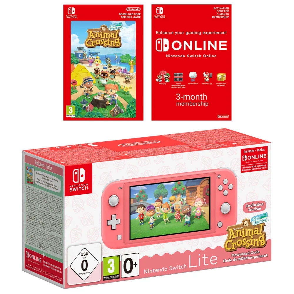 Nintendo Switch Lite (Coral) + Animal Crossing: New Horizons + Nintendo Switch Online 3 Months Image 1
