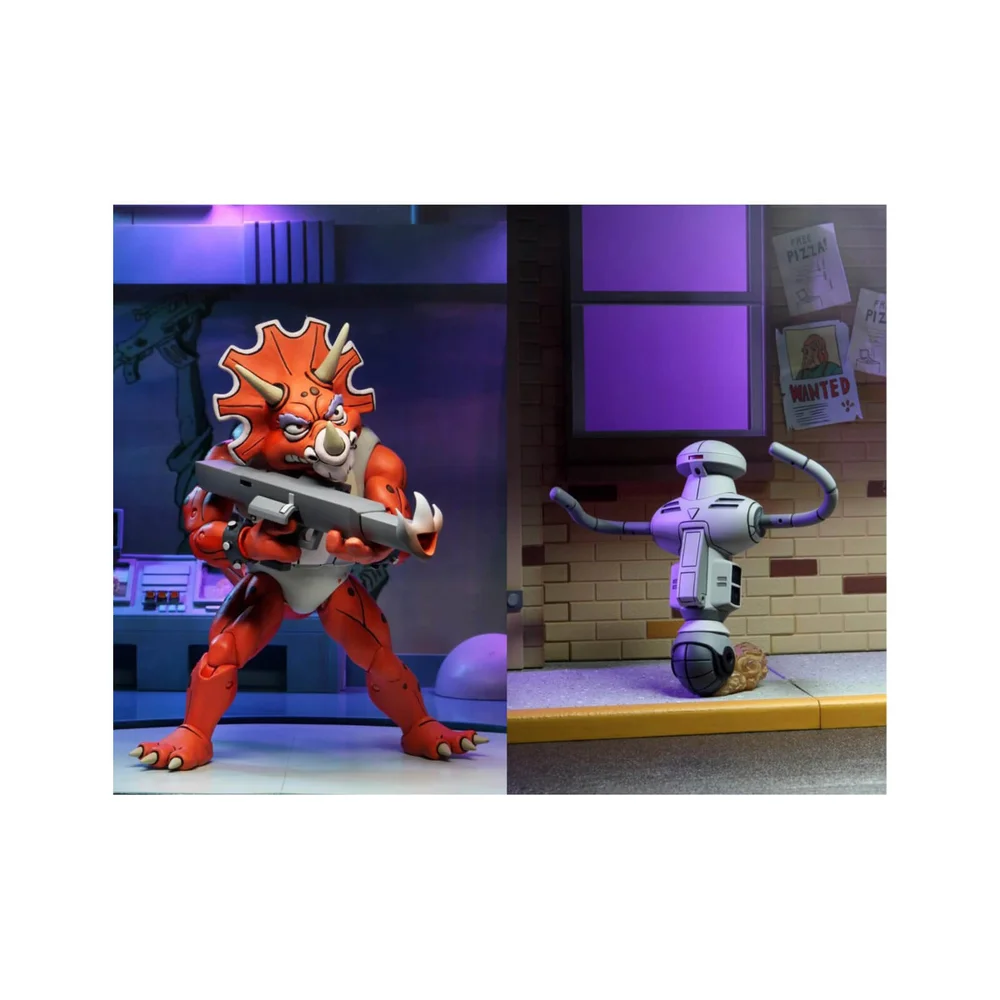 NECA Teenage Mutant Ninja Turtles Cartoon Infantryman and Roadkill Rodney 2 Pack Ultimate 7 Inch Scale Action Figure Image 1