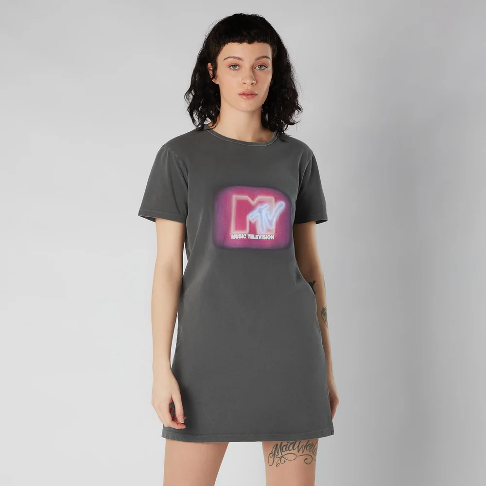 MTV Robe Neon T-Shirt Femme - Noir Acid Wash - M Image 1