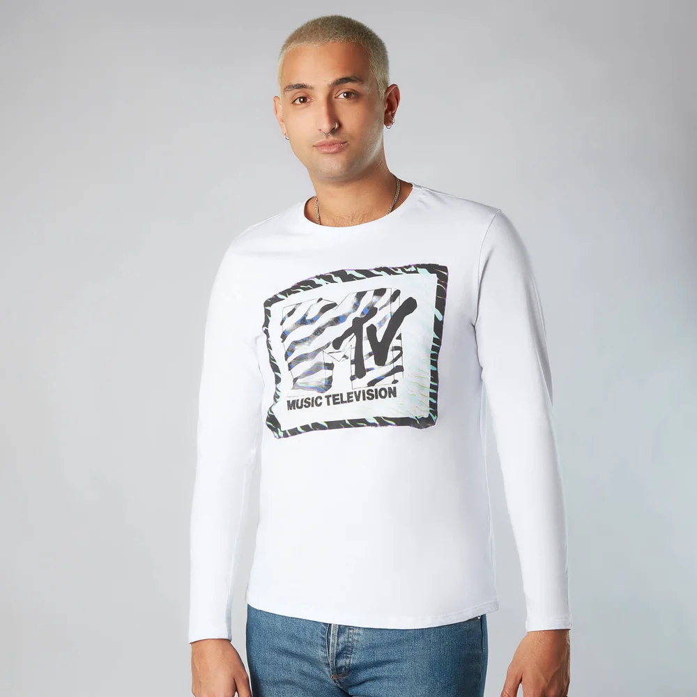 MTV T-Shirt Manches Longues Unisexe Motif Zebra - Blanc - S Image 1