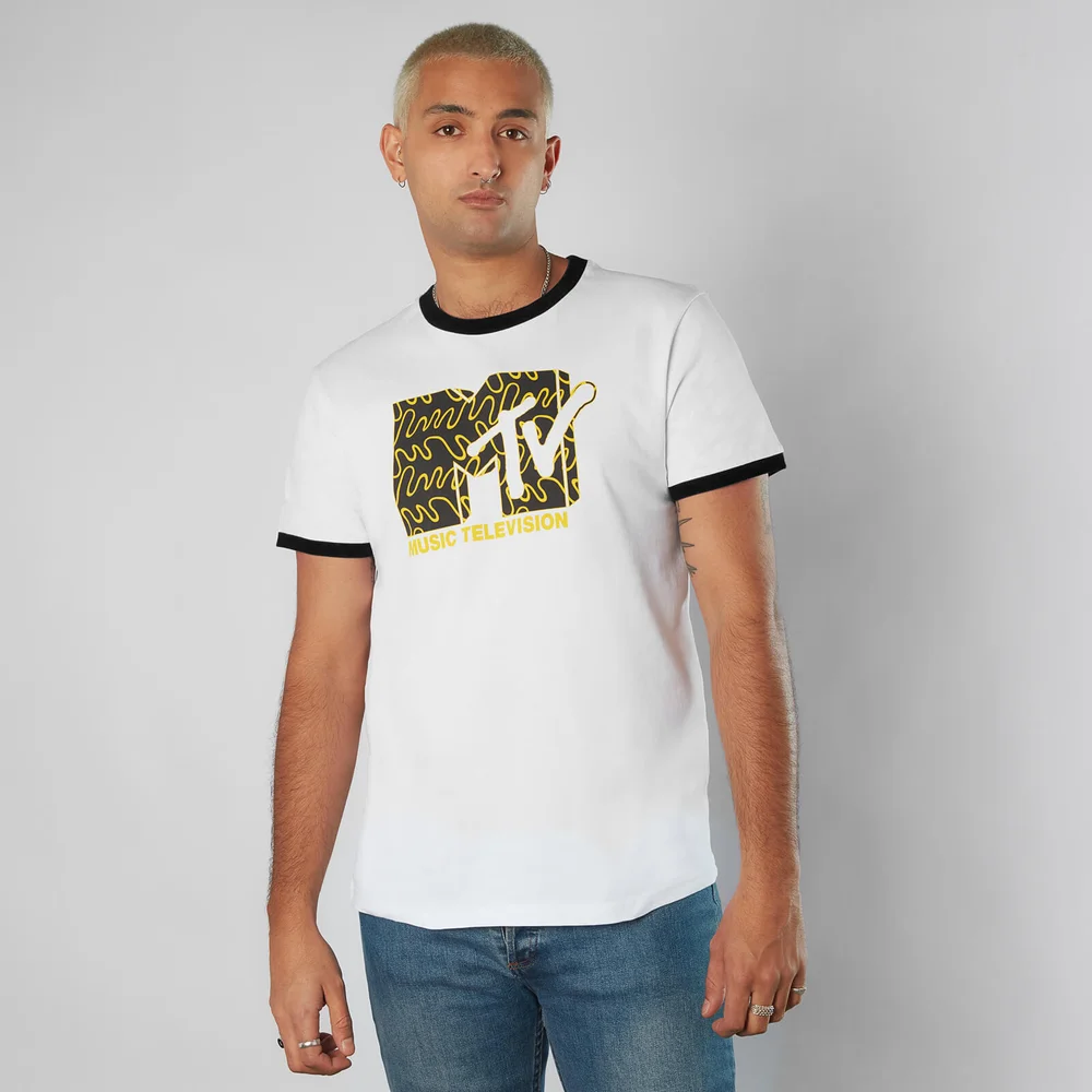 MTV Waves Unisex T-Shirt Ringer Unisexe - Blanc/Noir - L Image 1