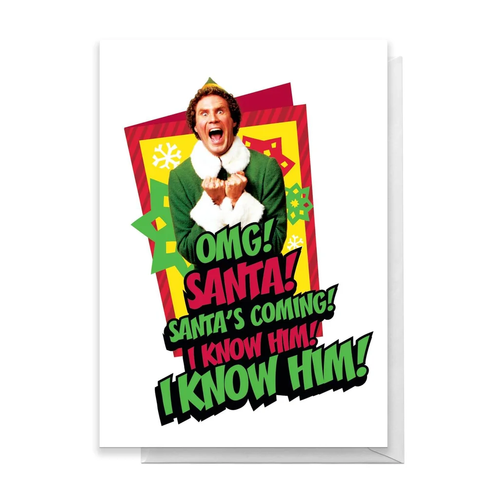 Elf OMG Santa's Coming Greetings Card - Standard Card Image 1