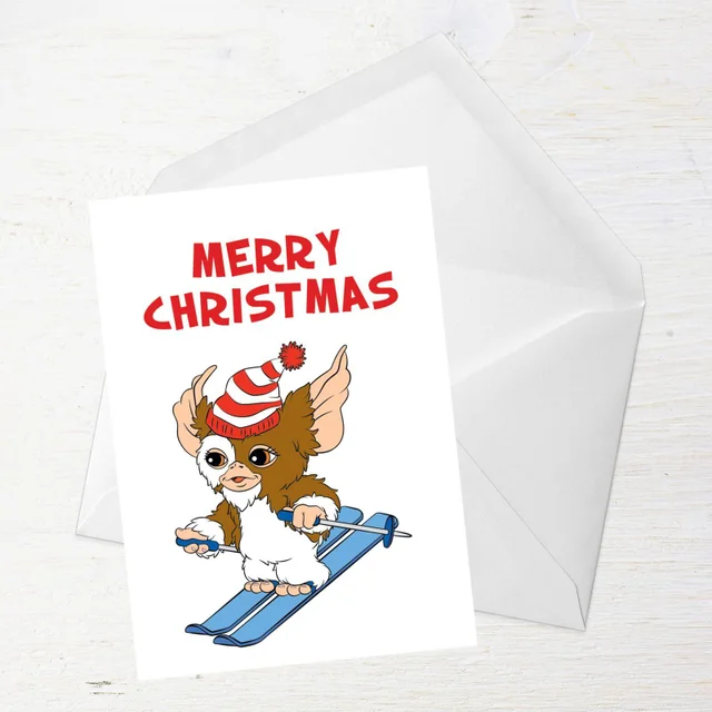 Gremlins Merry Christmas Skiing Greetings Card