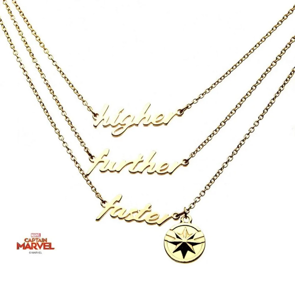 Marvel Captain Marvel Collier à 3 rangs avec finition polie Image 1