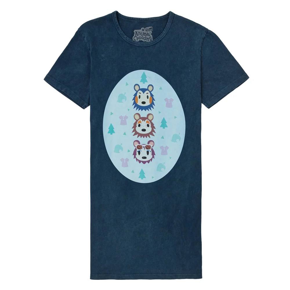 Nintendo Animal Crossing Able Sisters Women's T-Shirt Dress - Navy Acid Wash - XXL - Navy Acid Wash Image 1