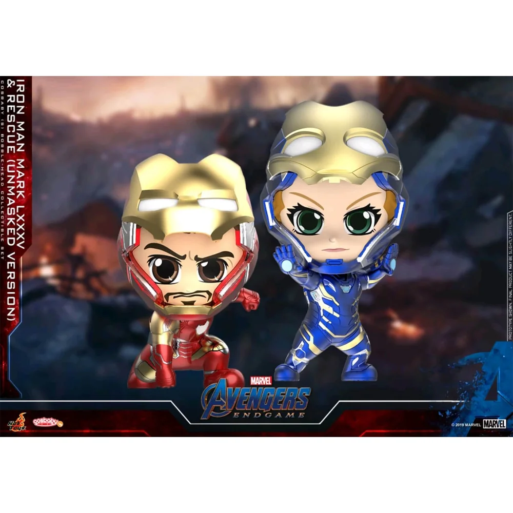 Hot Toys Cosbaby - Avengers : Endgame (Taille S) - Iron Man Mark 85 & Rescue (Version Masque Ouvert) (Pack de 2) Image 1