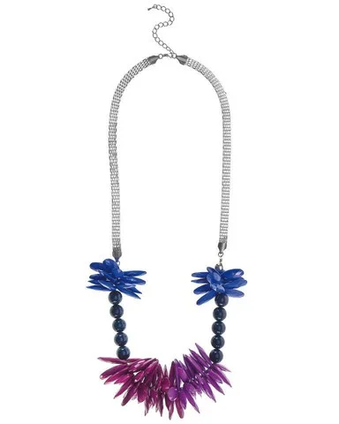 French Connection Petal Drop Necklace - Blue/Multi Image 1