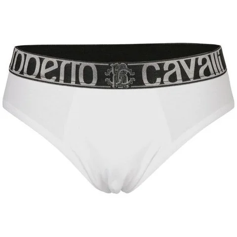 Roberto Cavalli Men's Silver Contrast Brief - White - XXS Image 1