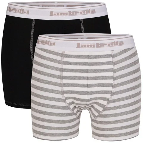 Lambretta Men's Two Pack Boxers - Black/Grey - S - Noir/Gris Image 1