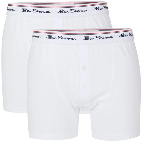 Ben Sherman Men's 2-Pack Cotton Boxer Shorts - White - S - Blanc Image 1
